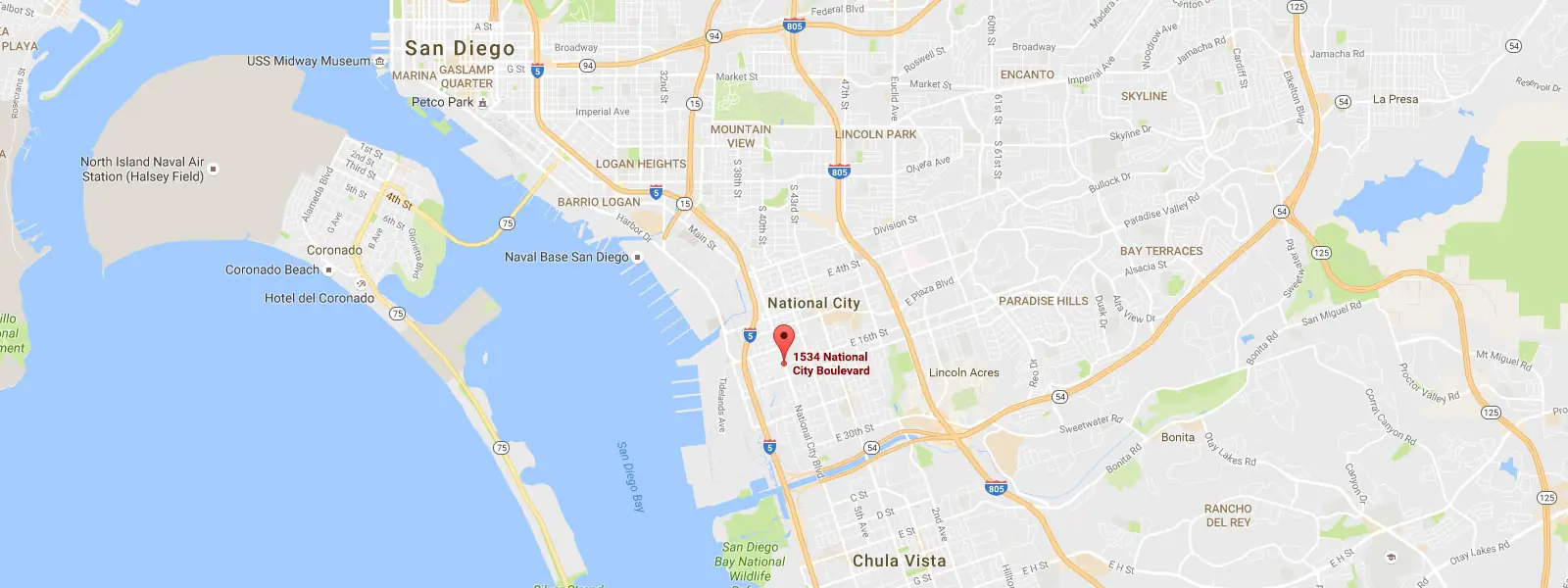 Map of San Diego and National City, California