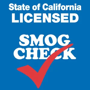 State of California licensed smog check sign